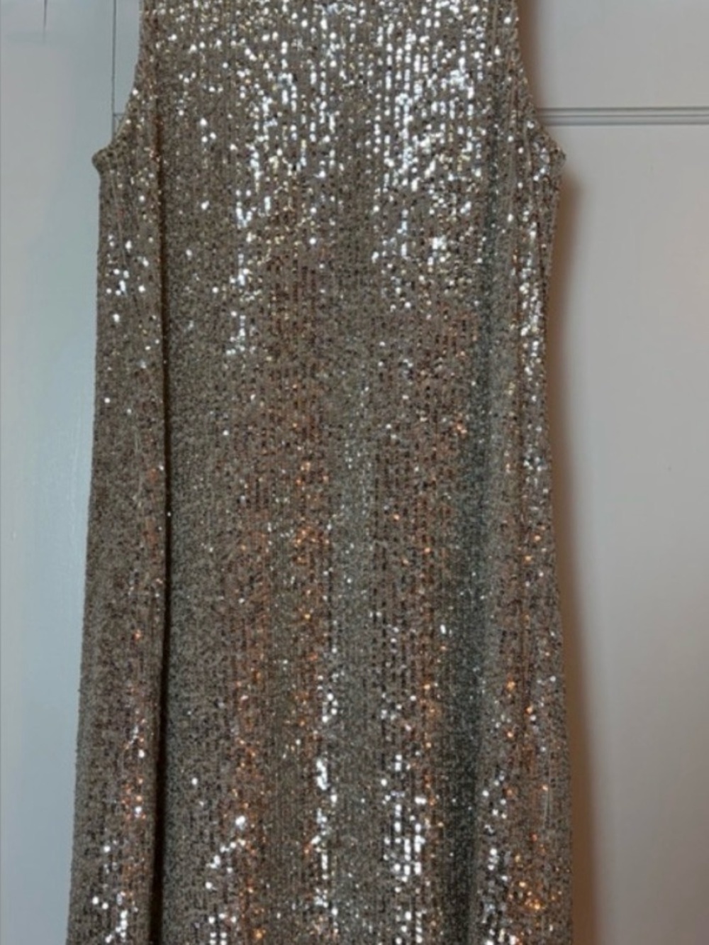 Express Gold Sequin Midi Dress